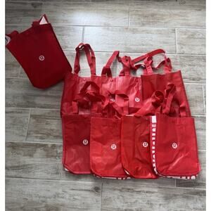 Lululemon Small Shopping Bags Lot Of 9 Red White Reusable